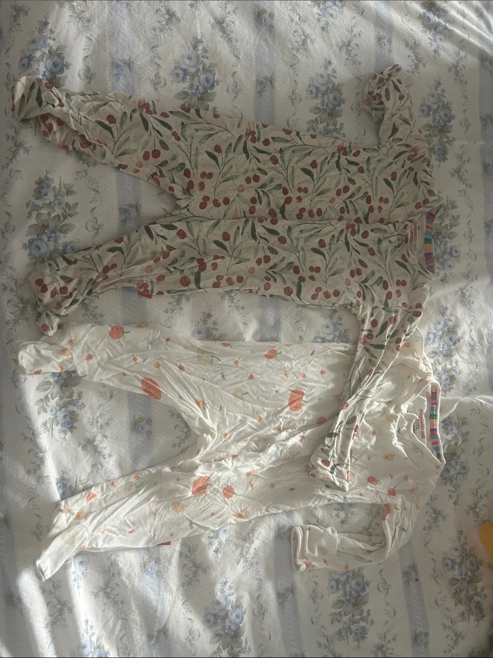 Magnetic Me White Footed Pajamas with Cherry & Peach Prints